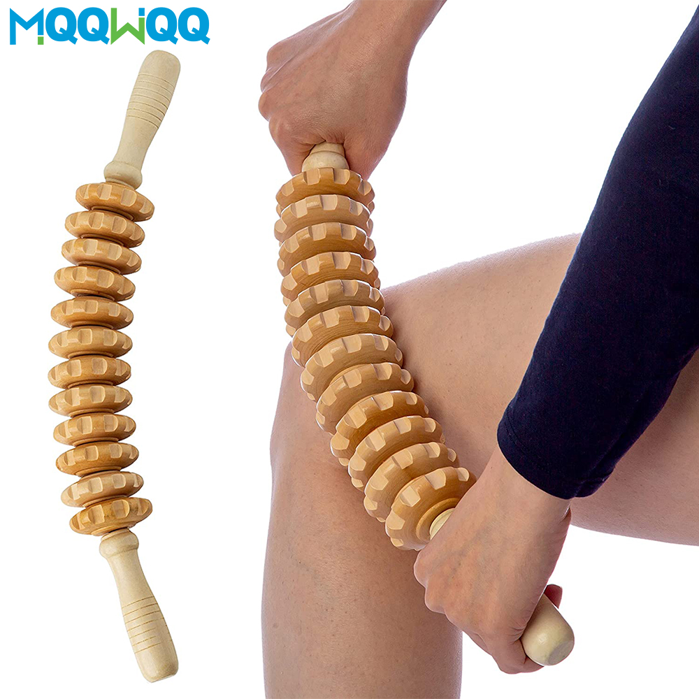 Muscle Roller Stick - Curved Wood Massage Roller Stick Lymphatic