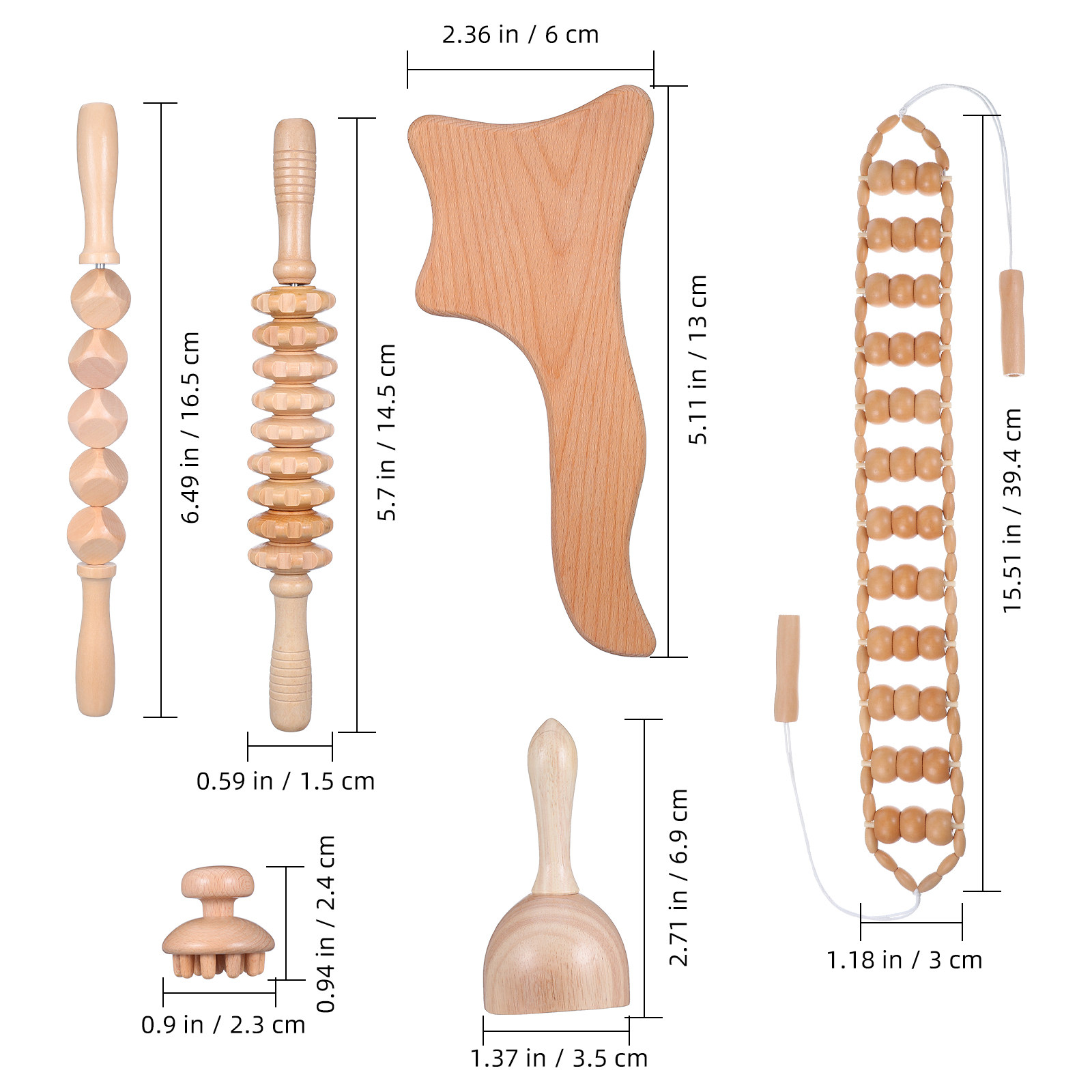 6Pcs Massage Tools Set Wood Th - مراجعة Muscle Roller Stick وسعره