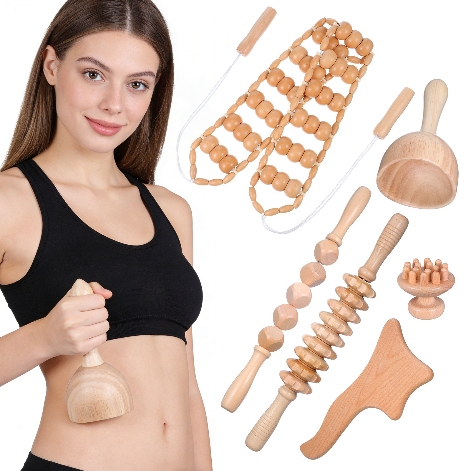 6Pcs Massage Tools Set Wood Th - مراجعة Muscle Roller Stick وسعره